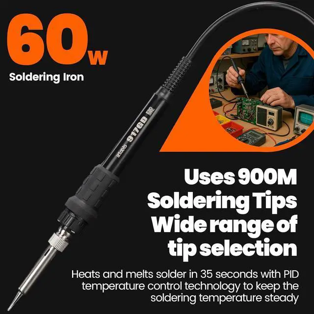 Alt view image 4 of 7 - 902D III Hot Air Soldering Station 2-IN-1 Kit with 3 Preset Channels, Small Silicone Work Mat, 4 Soldering Tips, 2 Lead-free Solder, Solder Sucker, ESD-Safe Tweezers