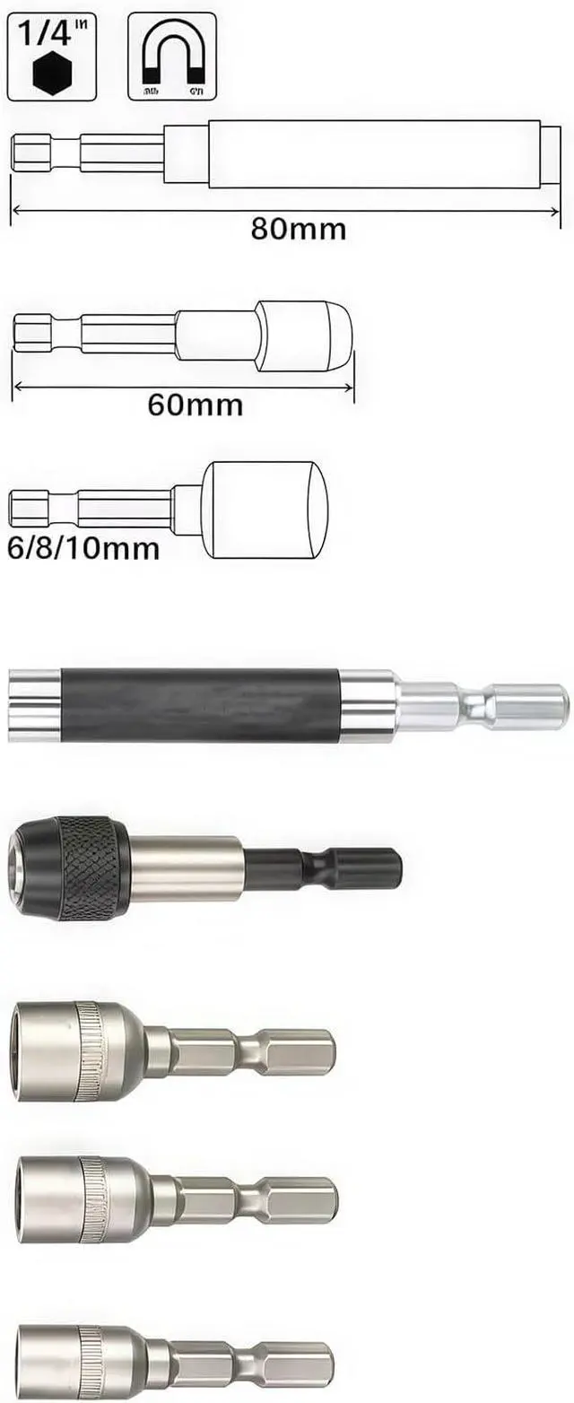 Alt view image 5 of 7 - B-55697 Fits for Makita 43pcs Screwdriver Bit Set,1/4" Hex Shank,Phillips, | Pozidriv,Torx,Security Torx,Hex,Slotted Bits,25mm&75mm Length,Magnetic Bit Holder,for Hitachi,Bosch,Dewalt Drills Drivers