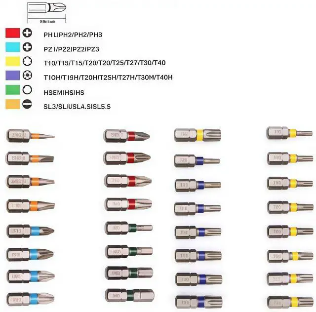 Alt view image 4 of 7 - B-55697 Fits for Makita 43pcs Screwdriver Bit Set,1/4" Hex Shank,Phillips, | Pozidriv,Torx,Security Torx,Hex,Slotted Bits,25mm&75mm Length,Magnetic Bit Holder,for Hitachi,Bosch,Dewalt Drills Drivers