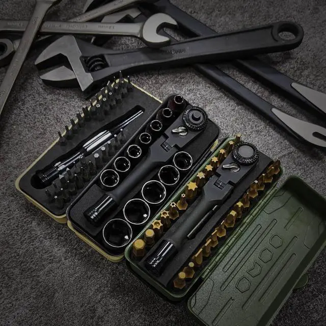 Alt view image 2 of 7 - Tool Torx Bit Set 77-Piece, Fully Armed Bits Ratchet Set with 13-Piece 1/4" Dr. Low Profile Sockets, 1/4" Dr 29-piece, and 35-piece Multi Function Bit Set