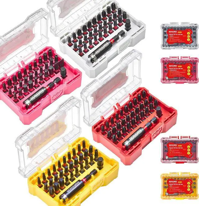 Main image of Geinxurn 128Pieces Impact Screwdriver Bits Set, S2 Steel Magnetic Phillips/Slotted/Square/Security Torx/HEX Muliti Insert Bits Tips Set with Impact Bit Holder and 1/4Socket Adapter(Storage Box Case)