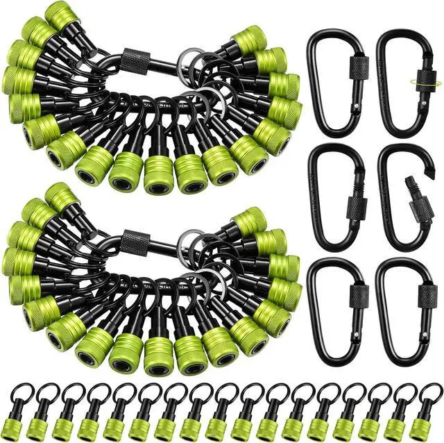 Main image of 42 Pcs Upgraded Bit Holder Keychain, Socket Hex Shank, Green | Socket Hex Shank Bit Holder, Aluminum Alloy, Quick Release Screwdriver Extension Tool, Impact Driver Drills Nut Gifts for Men
