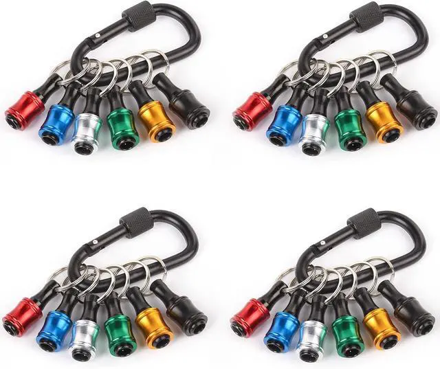Main image of katerk 6pcs 1/4 inch Hex Shank Aluminum Alloy Screwdriver Bits Holder 4 Sets, Light-weight Quick-change Extension Bar Keychain Drill Screw Adapter Change Portable (With Black Carabiner)
