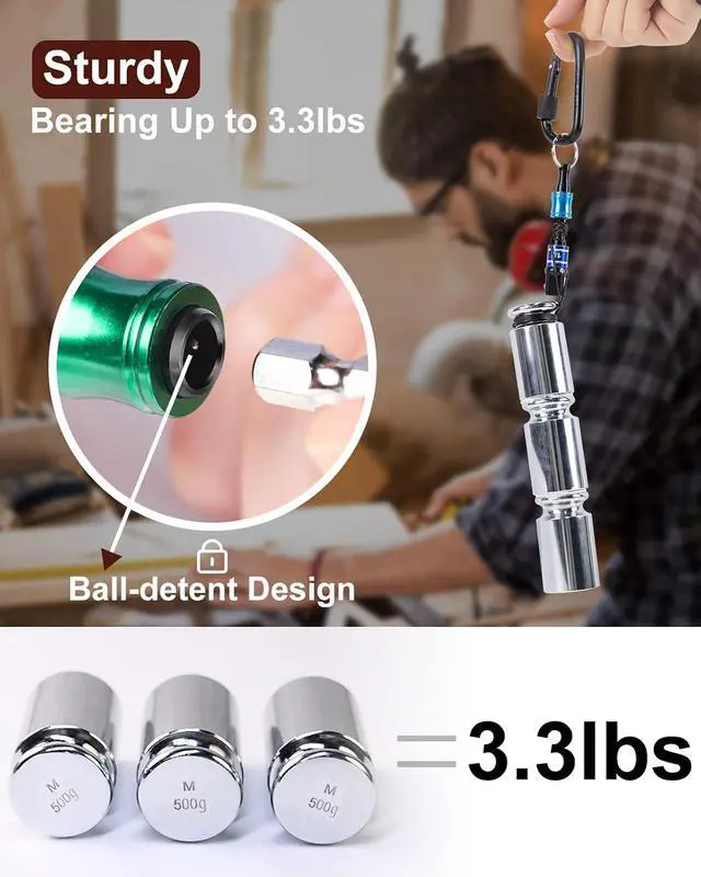 Alt view image 3 of 7 - katerk 6pcs 1/4 inch Hex Shank Aluminum Alloy Screwdriver Bits Holder 4 Sets, Light-weight Quick-change Extension Bar Keychain Drill Screw Adapter Change Portable (With Black Carabiner)