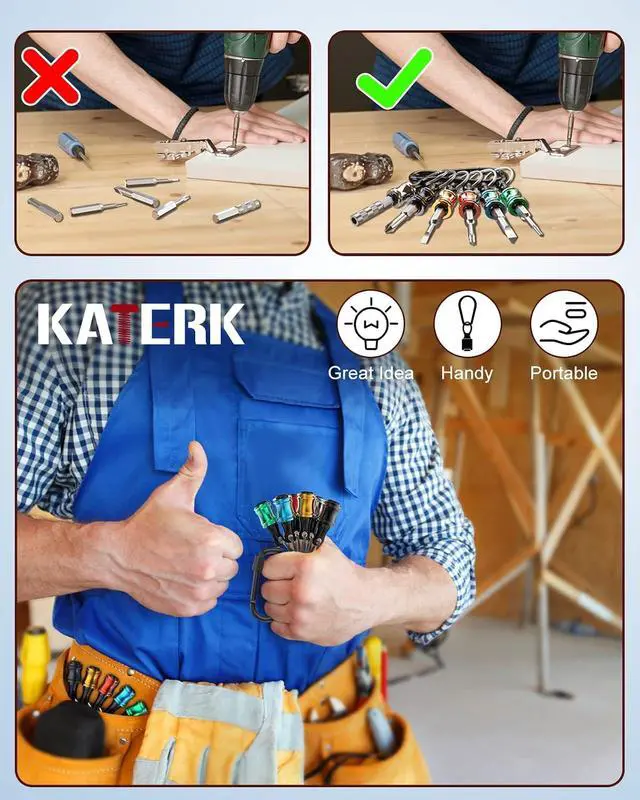 Alt view image 4 of 7 - katerk 6pcs 1/4 inch Hex Shank Aluminum Alloy Screwdriver Bits Holder 4 Sets, Light-weight Quick-change Extension Bar Keychain Drill Screw Adapter Change Portable (With Black Carabiner)
