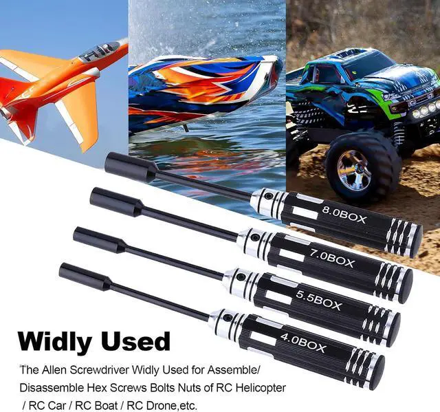 Alt view image 2 of 7 - Hex Driver Set (1.5mm 2.0mm 2.5mm 3.0mm), Hex Nut Driver Set(4.0/5.5/7.0/8.0mm) Screwdriver Kit, 17mm Wheel Wrench, RC Screw Tray, Turnbuckle Wrench, RC Repair Tools Kit for RC Cars