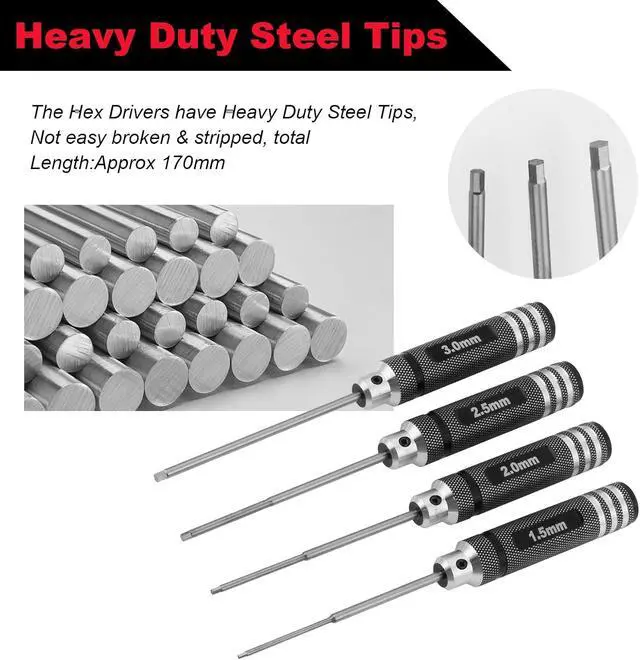 Alt view image 3 of 7 - Hex Driver Set (1.5mm 2.0mm 2.5mm 3.0mm), Hex Nut Driver Set(4.0/5.5/7.0/8.0mm) Screwdriver Kit, 17mm Wheel Wrench, RC Screw Tray, Turnbuckle Wrench, RC Repair Tools Kit for RC Cars