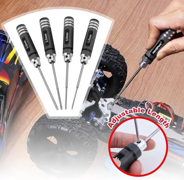 Alt view image 7 of 7 - Hex Driver Set (1.5mm 2.0mm 2.5mm 3.0mm), Hex Nut Driver Set(4.0/5.5/7.0/8.0mm) Screwdriver Kit, 17mm Wheel Wrench, RC Screw Tray, Turnbuckle Wrench, RC Repair Tools Kit for RC Cars