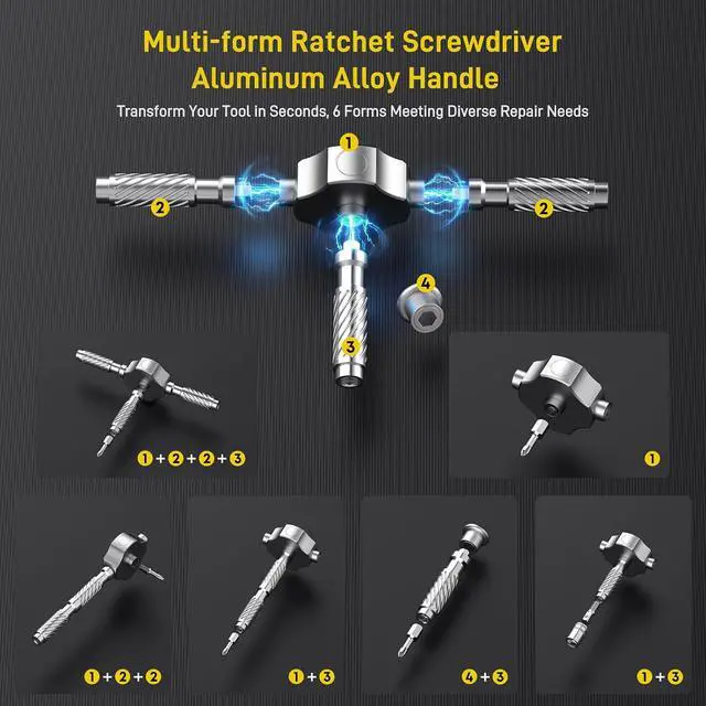 Alt view image 2 of 7 - T Handle Ratchet Screwdriver Set, Upgraded 62 in 1 Magnetic Screwdriver Set | 10 Sockets & Storage Case, Ratcheting Screwdriver for Furniture, Bicycle, Electronics, Auto, DIY & Gift for Men