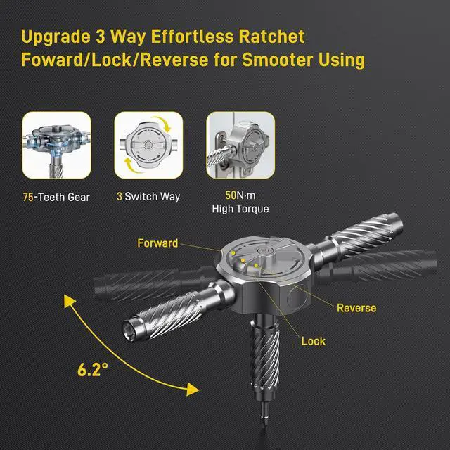 Alt view image 3 of 7 - T Handle Ratchet Screwdriver Set, Upgraded 62 in 1 Magnetic Screwdriver Set | 10 Sockets & Storage Case, Ratcheting Screwdriver for Furniture, Bicycle, Electronics, Auto, DIY & Gift for Men