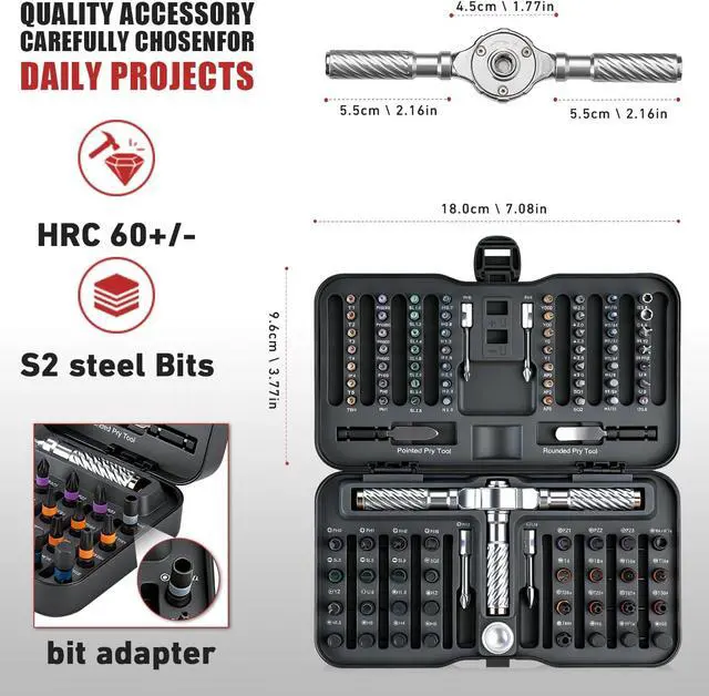 Alt view image 2 of 7 - Ratchet Screwdriver Set, magnetic Screwdriver sets, S2 Steel Bits, DIY Combination Flexible Shaft, Suitable for Furniture Assembly, Precision Electrical Appliance Repair, Bicycle Tools
