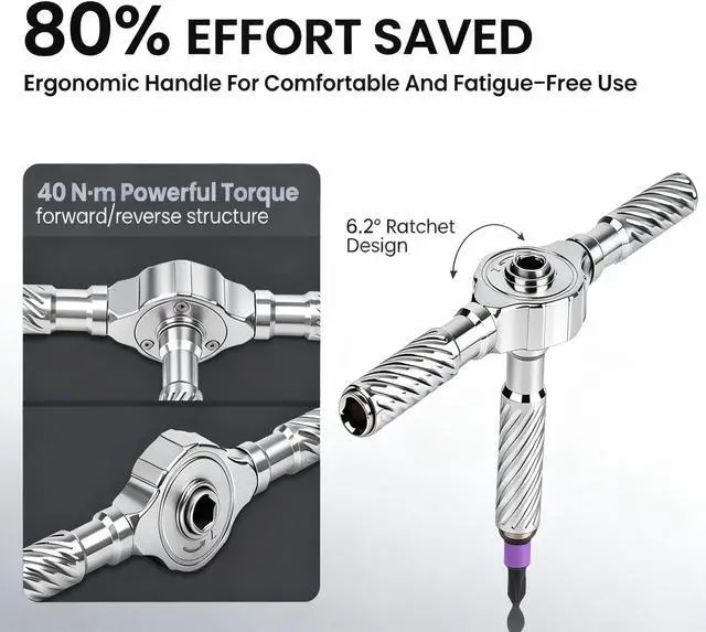 Alt view image 4 of 7 - Ratchet Screwdriver Set, magnetic Screwdriver sets, S2 Steel Bits, DIY Combination Flexible Shaft, Suitable for Furniture Assembly, Precision Electrical Appliance Repair, Bicycle Tools
