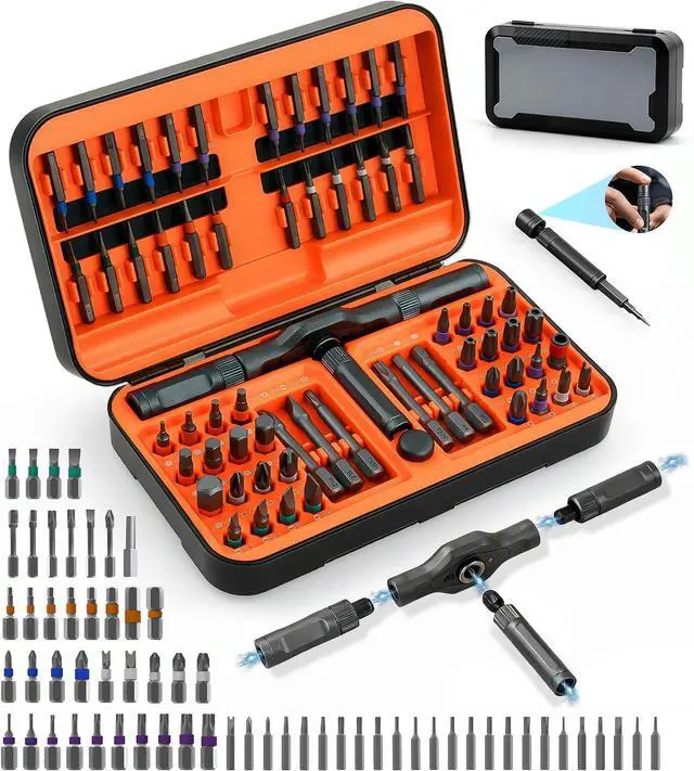 Main image of 66 in 1 Magnetic Ratchet Screwdriver Set, Professional S2 Steel Precision Tool Kit with Magnet Case, Ratcheting Driver for Furniture Assembly, Electronics,Laptop Repair, DIY Enthusiasts, Men Dad Gift