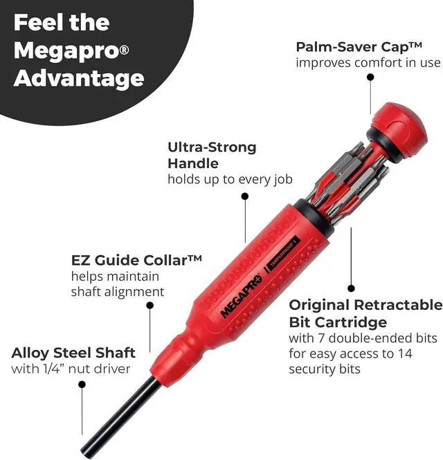 Alt view image 3 of 6 - Tamperproof Security Screwdriver Set | Multi-Bit Screwdriver with ¼ Hex Shaft | Next Gen Tamperproof Security Bits |Tri-wing bits | | Compact Security Bit Set (Next-Gen)