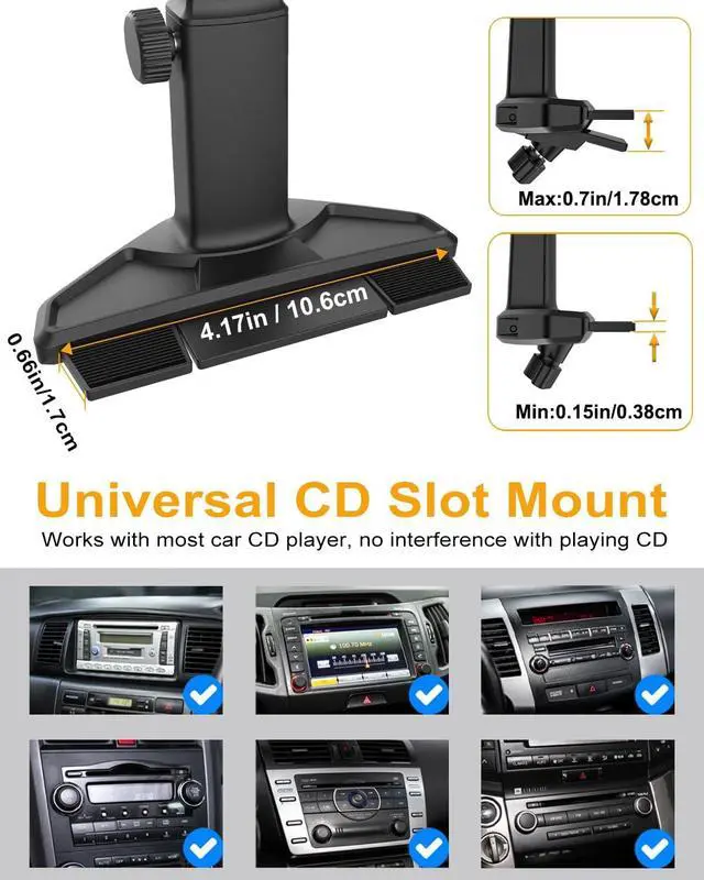 Alt view image 5 of 6 - Car CD Slot Mount Tablet Holder with Adjustable Arm, Universal 360° Rotation Truck CD Player Tablet Holder for 4-13" iPad Pro Air Mini, Phone, Galaxy Z Fold, Fire HD