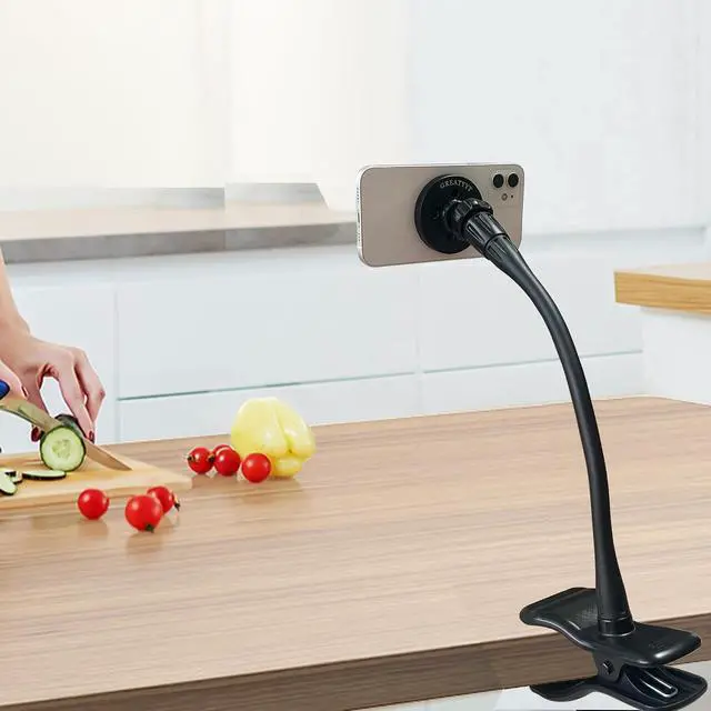 Alt view image 2 of 6 - Magnetic Gooseneck Phone Holder Clamp Mount for Magsafe,Cell Phone Clamp Clip for Guitar, Bass, Desk, Pole, Magnet Phone Stand for Recording/Live Broadcast.