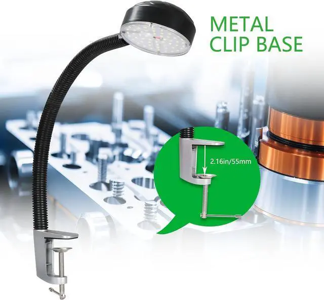 Alt view image 5 of 6 - 20W LED Clamp on Work Light with Metal Clip Base, 2000 Lumens 6500K 110V US Plug, Drill Press Light with Flexible Gooseneck for Work Bench, Lathe, Sewing Machine