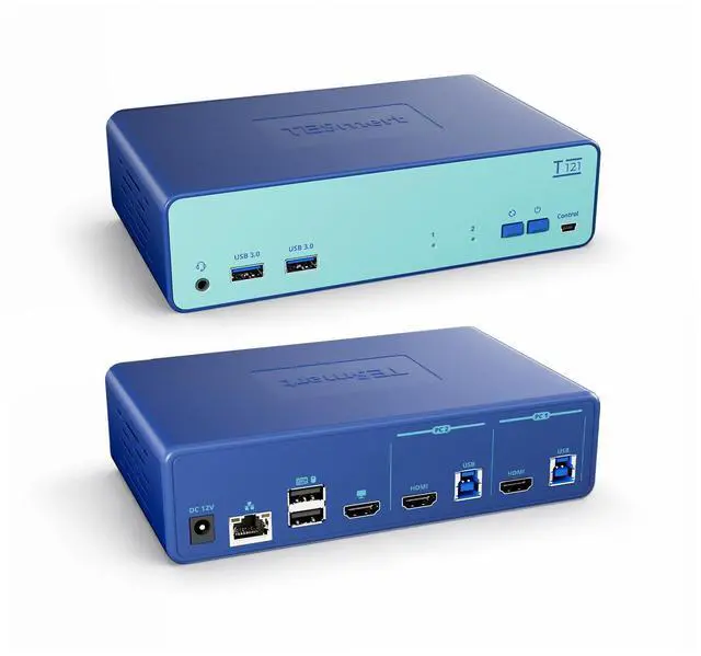 Main image of USB 3.0 HDMI 4K@60Hz KVM Switch for 2 Computers 1 Monitor EDID RJ45 | 2 PC 1 Monitor KVM Switch, EDID Emulator, HDCP 2.2, 100Mbps RJ45 Port, 2x USB 3.0, HDMI 2.0, Audio/Mic, Hotkey Switch