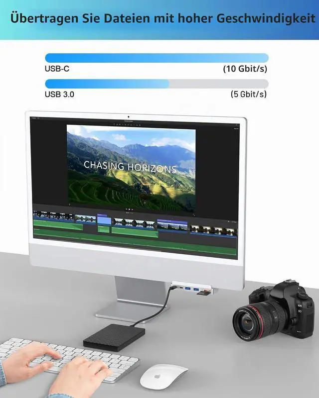 Alt view image 2 of 7 - USB C Hub for iMac 24 inch (M1/M3/M4), iMac USB Adapter Multiports with 4K HDMI, Type-C 10Gbps, SD/TF Card Reader
