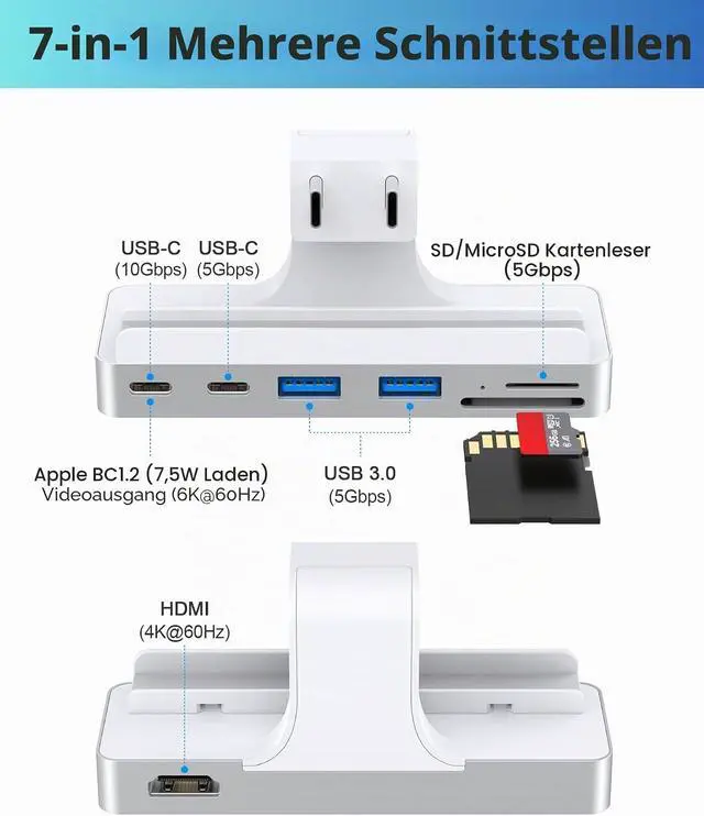 Alt view image 3 of 7 - USB C Hub for iMac 24 inch (M1/M3/M4), iMac USB Adapter Multiports with 4K HDMI, Type-C 10Gbps, SD/TF Card Reader