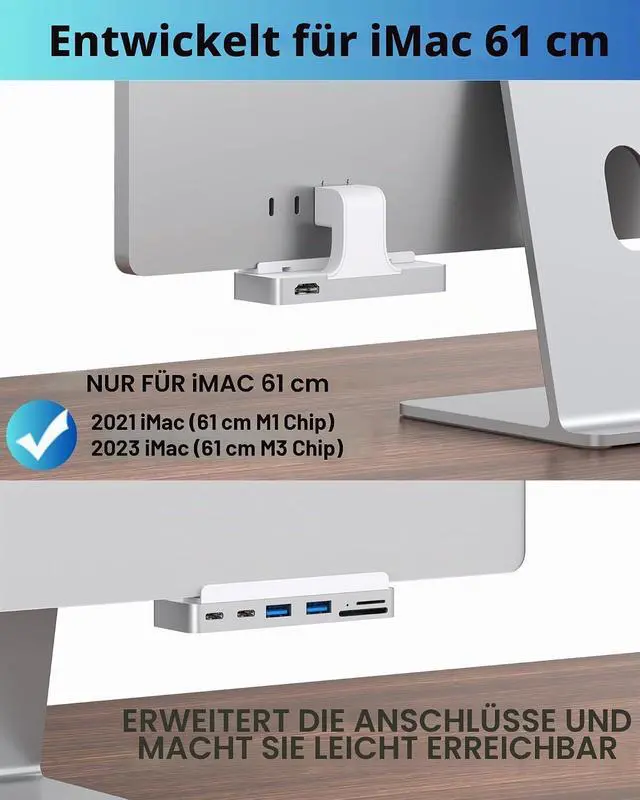 Alt view image 4 of 7 - USB C Hub for iMac 24 inch (M1/M3/M4), iMac USB Adapter Multiports with 4K HDMI, Type-C 10Gbps, SD/TF Card Reader