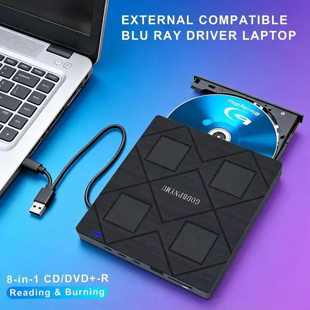 Alt view image 7 of 7 - 8-in-1 External Blu-ray Drive, USB-C Hub & Card Reader for Laptop | Win11/10/8/7/Mac OS.compatible · 2 USB + USB-C ports,TF/SD Card Reader, · 1+4 storage bags included
