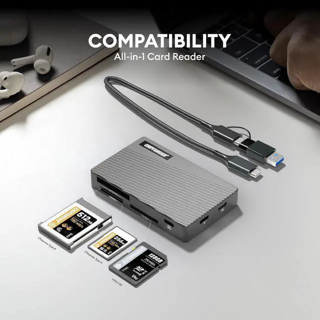 Alt view image 5 of 7 - Memory Card Reader USB 3.2 10Gbps Multi Memory Card Reader All-in-1 Simultaneous Reading SD Micro SD TF MS CF Compact Flash Card Readers for Computer PC Camera Laptop Black