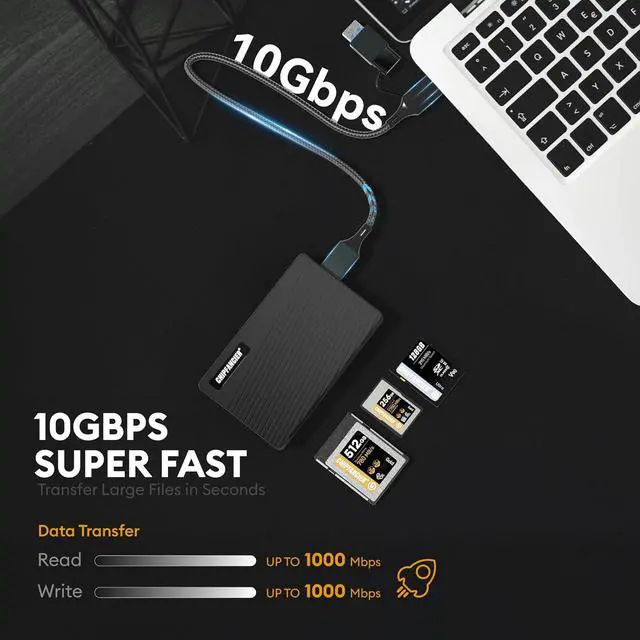 Alt view image 6 of 7 - Memory Card Reader USB 3.2 10Gbps Multi Memory Card Reader All-in-1 Simultaneous Reading SD Micro SD TF MS CF Compact Flash Card Readers for Computer PC Camera Laptop Black