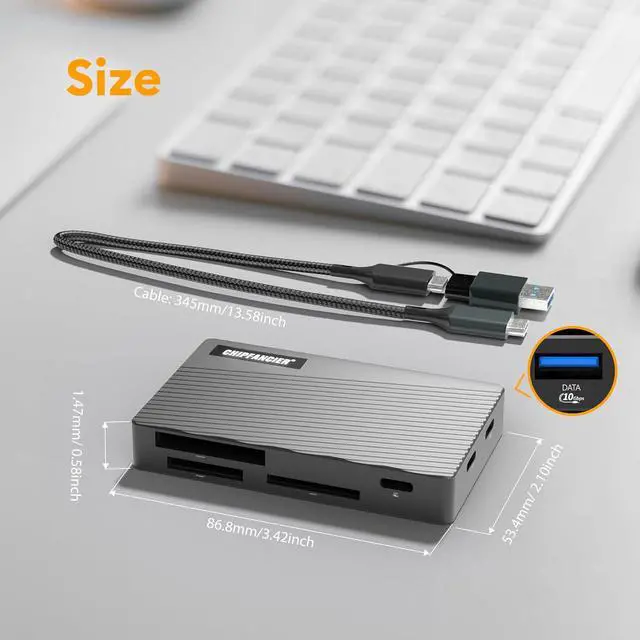 Alt view image 4 of 7 - Memory Card Reader USB 3.2 10Gbps Multi Memory Card Reader All-in-1 Simultaneous Reading SD Micro SD TF MS CF Compact Flash Card Readers for Computer PC Camera Laptop Black