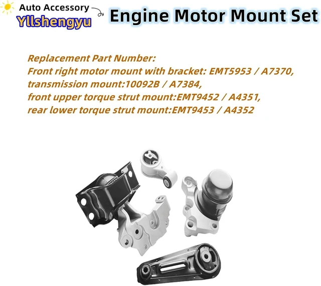 Alt view image 3 of 5 - Engine Motor Mount Kit for Nissan Rogue 2008-2013 & Rogue Select 2014-2015 2.5L 2WD, Set of 4 OE A7370 A7384 A4351 A4352 Bolt-On Fit, Fixes Vibration