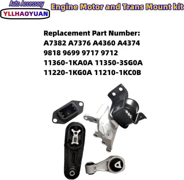 Alt view image 3 of 5 - Set of 4 Motor Mounts for Nissan Sentra 1.8L (2013-2019) | - Replaces 11360-1KA0A, 11220-1KG0A, A7382, A7376 - Fixes Vibration