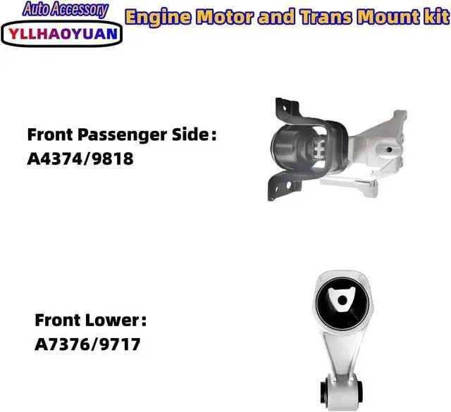 Alt view image 4 of 5 - Set of 4 Motor Mounts for Nissan Sentra 1.8L (2013-2019) | - Replaces 11360-1KA0A, 11220-1KG0A, A7382, A7376 - Fixes Vibration