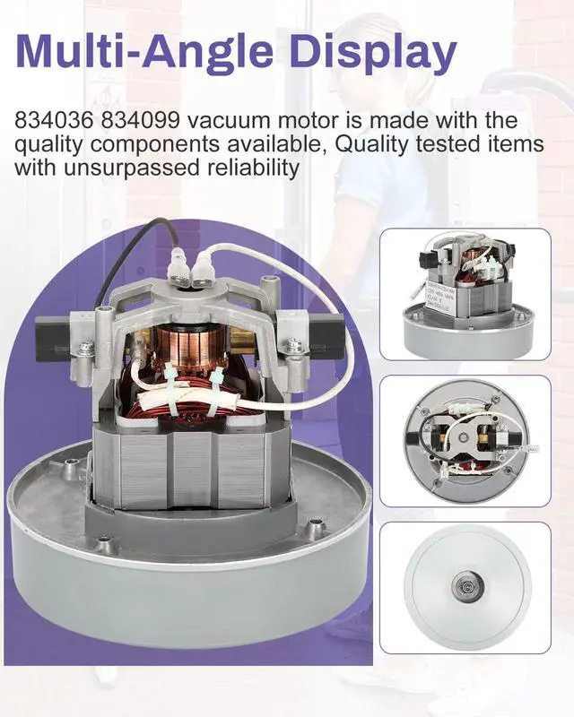 Alt view image 5 of 7 - 836099 834036 Vacuum Motor | Compatible with proteam Super Coach Pro 10 and Super Coach Pro 6, proteam 107303 Cooling Fan for The ProVac FS 6