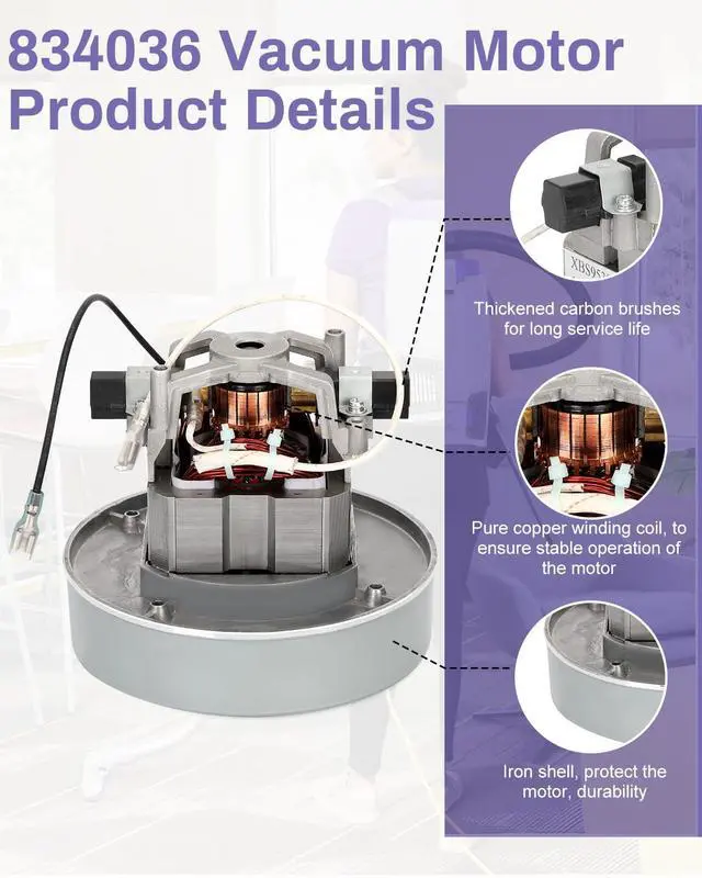 Alt view image 6 of 7 - 836099 834036 Vacuum Motor | Compatible with proteam Super Coach Pro 10 and Super Coach Pro 6, proteam 107303 Cooling Fan for The ProVac FS 6