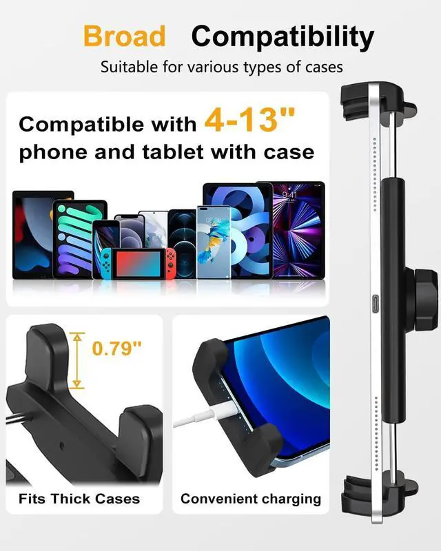 Alt view image 6 of 6 - Car CD Slot Mount Tablet Holder with Adjustable Arm, Universal 360° Rotation Truck CD Player Tablet Holder for 4-13" iPad Pro Air Mini, Phone, Galaxy Z Fold, Fire HD