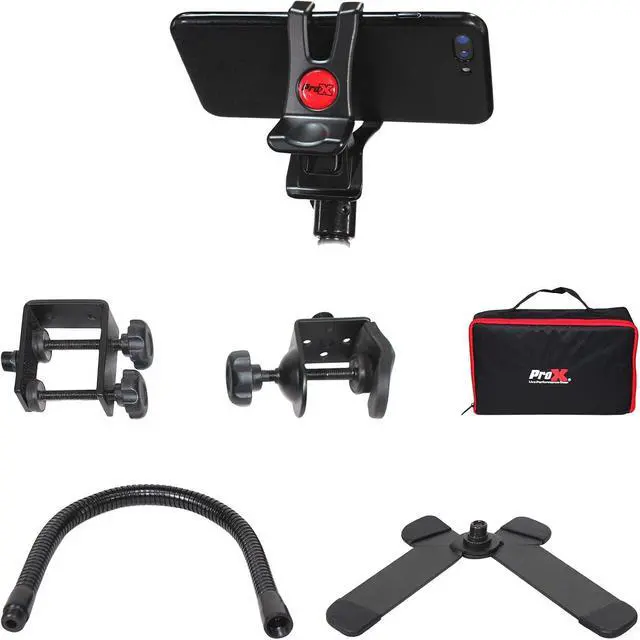 Alt view image 2 of 7 - Prox X-MOBICP18 Mobi Buddy Hands Free Mobile Device Clip Kit DJ Cellphone Selfie Stick Table Stand Tripod Clamp and Case