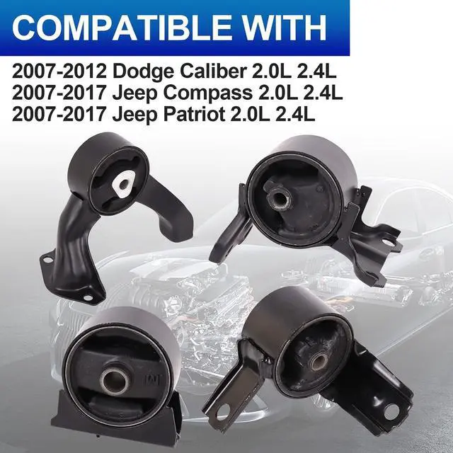 Alt view image 2 of 7 - 4PC Engine Motor and Trans Mount Set for 2007-2017 Caliber, Compass, Patriot 2.0L 2.4L, Replacement Kits 3131 3130 3145 3134 A5416 A5415 A5417 A5418, Vibration Reduction Support