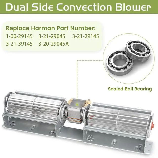 Alt view image 7 of 7 - 1-00-29145 Distribution Blower for Harman Pellet Stove Parts P35i Convection Fan XXV Motor Free Standing Accentra Cast FS Replacement 3-21-29045 Fireplace Accessory