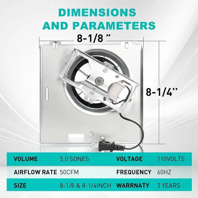 Alt view image 5 of 7 - Upgrade 50CFM Fan Compatible with Broan 663/688Not Fit 688-G/H/J/K 663B/688B 663C/688C 663E/688E 670,Compatible with Broan 689-A,B,C,D 671-A(70CFM) Bathroom Fan Motor Replacement S97012029