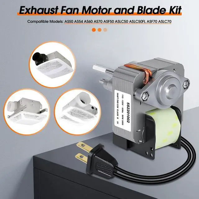 Alt view image 2 of 6 - Bathroom Exhaust Fan Motor and Blade Kit Replacement Fits AS50 AS54 AS60 | 80 CFM High Airflow Quiet Operation, Compatible with AS70, ASF50, ASLC50, ASLC50FL, ASF70, ASLC70