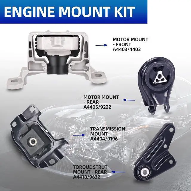 Alt view image 3 of 7 - 4PCS Engine Motor Mount Set Compatible with 2004-2009 Mazd 3 2.3L | Engine Support Kit Includes A4403, A4404, A4405 and A4418