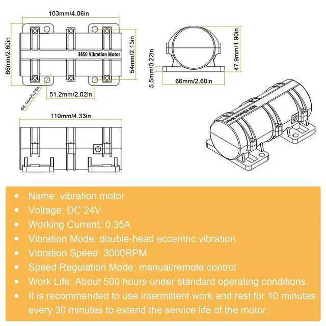 Alt view image 2 of 6 - DC24V Vibration Motor, 3800RPM Sieve Rotary Speed Vibrating Motor for Massage Bed Vibration, with Adjustable Speed Adapter and Digital Remote Control (Remote Control)