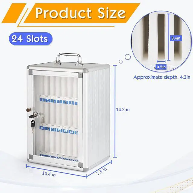 Alt view image 2 of 6 - 24 Slots Aluminum Alloy Cell Phone Locker, Phone Holder for Classroom | Cell Phone Lock Box, Wall-Mounted Phone Holder with a Locked, Phone Storage Cabinet, Can be Carried by Hand