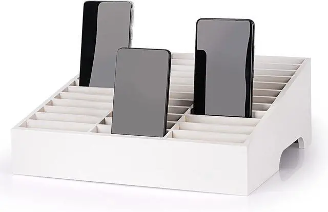 Main image of 36-Grid Wooden Cell Phone Holder Desktop Organizer | Storage Box, Cell Phone Rack Display, Phone Caddy Storage for Classroom Office Meeting Room