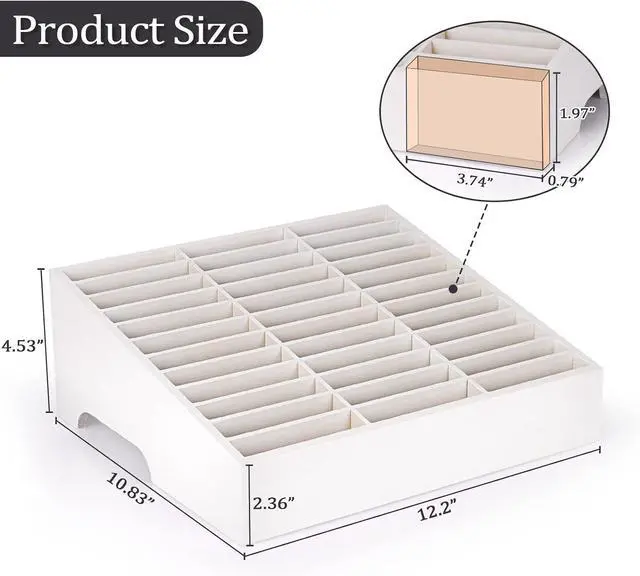 Alt view image 2 of 6 - 36-Grid Wooden Cell Phone Holder Desktop Organizer | Storage Box, Cell Phone Rack Display, Phone Caddy Storage for Classroom Office Meeting Room