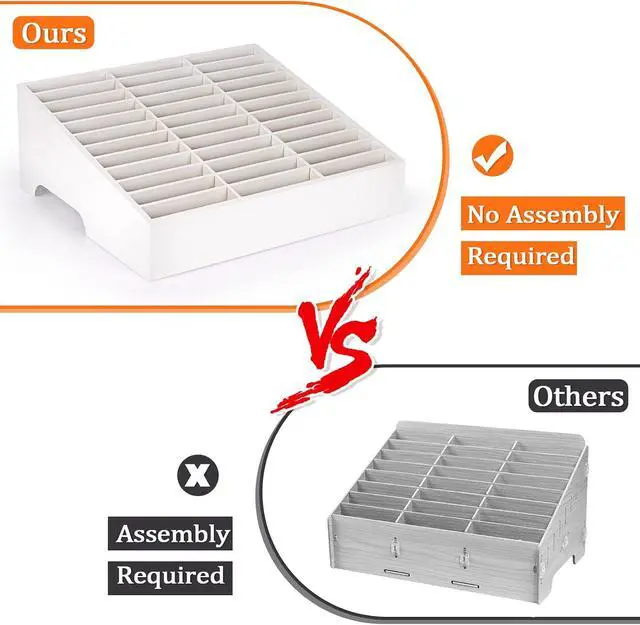 Alt view image 4 of 6 - 36-Grid Wooden Cell Phone Holder Desktop Organizer | Storage Box, Cell Phone Rack Display, Phone Caddy Storage for Classroom Office Meeting Room