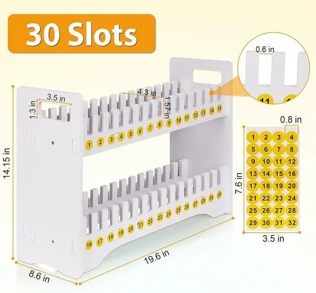 Alt view image 2 of 6 - 30 Slots Cell Phone Holder Stand with 1-30 Number Stickers, White | 2-Tier Multiple Cell Phone Stand RackPVC Board, Mobile Phone Holder Desktop Organizer for Classroom Office