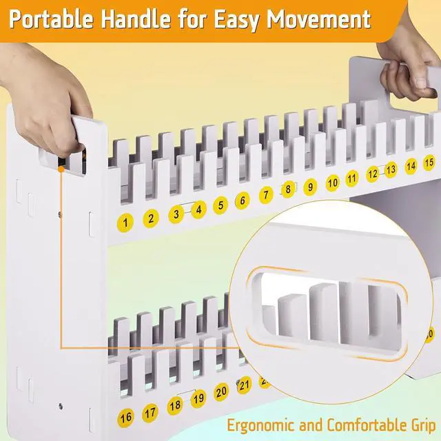 Alt view image 5 of 6 - 30 Slots Cell Phone Holder Stand with 1-30 Number Stickers, White | 2-Tier Multiple Cell Phone Stand RackPVC Board, Mobile Phone Holder Desktop Organizer for Classroom Office