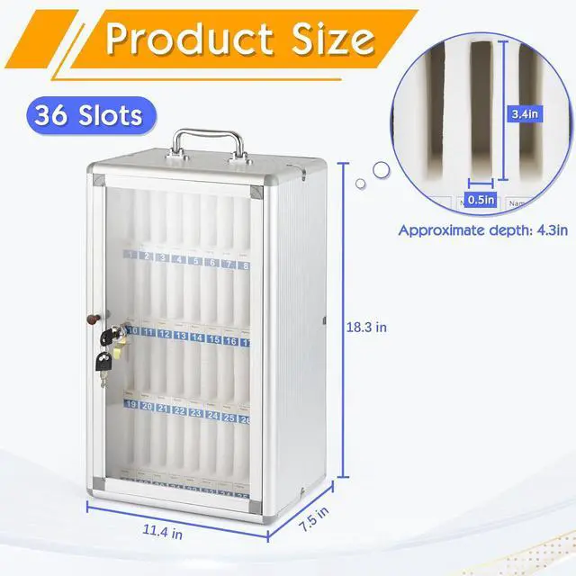 Alt view image 2 of 6 - 36 Slots Aluminum Alloy Cell Phone Locker, Phone Holder for Classroom | Cell Phone Lock Box, Wall-Mounted Phone Holder with a Locked, Phone Storage Cabinet, Can be Carried by Hand
