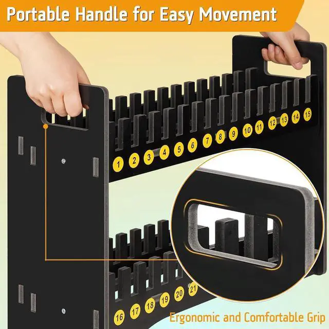 Alt view image 5 of 6 - 30 Slots Cell Phone Holder Stand with 1-30 Number Stickers, Black | 2-Tier Multiple Cell Phone Stand RackPVC Board, Mobile Phone Holder Desktop Organizer for Classroom Office